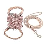 Happyyami 1 Satz Katzenleine pet Supplies cat Leash Katzen zubehör cat Accessories Katzenregale Trainingsleine für Haustiere Katzengeschirr Katze verstellbares Geschirr Polyester Rosa