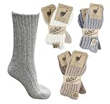 RayRichards Dicke Alpaka Socken (2 Paar) Wollsocken Unisex - Wintersocken, Warme Haussocken, Thermosocken - Dick - Kuschelsocken - 2 Paar (grau, 35-38)