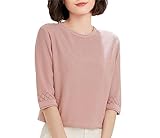 Dninmim Damen-Pullover, klassisch, regulär, halblange Ärmel, einfacher Strickpullover, schmales Oberteil, rose, XXX-Large