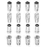 16 STK TV Luftadapter,SAT Antenne Adapter,F männliche/weibliche Koaxialkabel Verbinder, Sat Adapter Set F-stecker zum Antennenkabel f-Kupplung,F Stecker Verbinder auf Koax-Stecker für Satellitenkabel