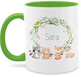 Tasse Tassen 325ml - Tiere - Waldtiere Personalisiert I Süße Waldtiere Kinder I Personalisiertes Geschenk Kinder I Kinder Geschenk I Geschenk Kindertag I Waschbär I Fuchs I Bär I Reh - 325 ml