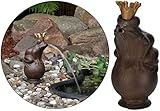 Trendkontor Wasserspeier Froschkönig 22cm inkl. Pumpe Teich Dekoration Gartenfigur Gusseisen