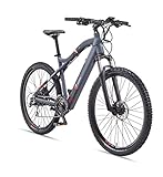 TELEFUNKEN E-Bike Mountainbike Elektrofahrrad Alu, 24 Gang Shimano Acera Kettenschaltung - Pedelec MTB 27,5 Zoll, Hinterradmotor 250W, Scheibenbremsen, Grau, Aufsteiger M922