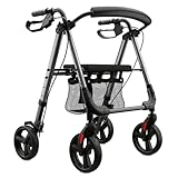 Weinberger Alu-Rollator Basic, faltbar, mit Sitzfläche, Leichtgewicht 6,2 Kg, Medizinprodukt Klasse 1, höhenverstellbar, Gehwagen, Gehhilfe, Reiserollator, 46501