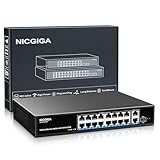 16 Port PoE Switch Unmanaged, 16-Port PoE+@250W, 2 Gigabit Uplink Ports, 1 SFP Port, NICGIGA 19 Port Network Power Over Ethernet Switch, VLAN Modus, AI Watchdog 19 Zoll RackMount, Plug and Play.