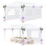 HOTEEL Pavillon 3x6m wasserdicht stabil Winterfest, Partyzelt mit 6 Abnehmbare Wänden, Gartenpavillon für Party, Hochzeit, UV-Schutz, einfach einzurichten, inklusive Heringe, Abspannseile,Weiß