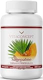 Vitaconcept | Sägepalme und Kürbiskern (5% Phytosterole) | 500 mg pro Kapsel | 120 hochdosierte Kapseln | Sägepalmenextrakt + Kürbiskernextrakt | laborgeprüft