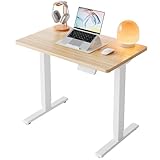 HUANUO Höhenverstellbarer Schreibtisch 80 x 48 cm, 4 Speicherhöheneinstellungen, Elektrischer Schreibtisch für Home Office & Computer-Arbeitsplatz, Standing Desk, Licht Wulnut