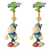 Playgro Kinderwagenanhänger Klipp Klapp Pferd, Ab 0 Monate, Dingly Dangly Clip Clop, Blau/Bunt, 40145 (Packung mit 2)