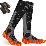 Beheizbare Socken, 6000mAh Akku Elektrisch Beheizte Socken für Damen Herren, 3 Heizstufen Socken Beheizbar für Winter Outdoor-Sport