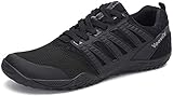 Voovix Herren Barfußschuhe Sportlich Traillaufschuhe Damen Outdoor Wanderschuhe Unisex Wide Toe Minimalistisch rutschfeste Turnschuhe Atmungsaktive Laufschuhe, Schwarz45