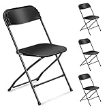 LEADZM Klappstühle 4er-Set,Gartenstuhl Klappbar,Tragbare Bürostuhl,Metallgestell aus Stahl, bis 158 KG, Geeignet für Partys, Hochzeiten, Picknicks,Campingstühle,Drinnen und Draußen,Schwarz