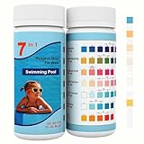 7 IN 1 Pool Teststreifen, 100 Stück Pooltester Spa Whirlpool Teststreifen, Wassertester für Pool Gesamthärte, Gesamtchlor, Alkalinität und PH-Wert, Teststreifen for Pool, Whirlpool und Schwimmbad