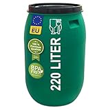 Das Plasteo® 220 Liter Weithalsfass mit Stülpdeckel, HDPE, BPA-Frei, lebensmittelecht, vielseitig verwendbar als Lebensmittelfass, Futtertonne, Regentonne