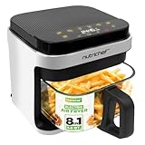 NutriChef Heißluftfritteuse 5,8 Quart | 8 vorprogrammierte Kochmodi | Transparentes Frittierglas für bessere Kochergebnisse | Kocht Garnelen, Steak, Pommes Frites, Flügel, Hähnchen und mehr | Präzise
