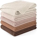 Susurration Mulltücher Baby Spucktücher,5er-Pack 100% Baumwolle Spucktücher Baby für Jungen und Mädchen, Weich, Atmungsaktiv und Extrem Saugfähig Musselin 60x60cm (Kokosfasern)