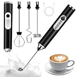 TIDEVAN Milchaufschäumer Stab, Milchaufschäumer USB Elektrischer Milchaufschäumer Elektrischer Schneebesen, 3 Gang USB-C Aufladbar Aufschäumer mit 3 Schneebesen, für Kaffee, Latte,Sahne,Eier Schlagen