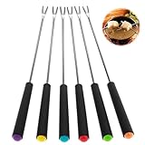 Mabor Edelstahl Hot Pot Gabeln,6 Stück Hot Pot Gabel Pralinengabel Fleisch Gabel Käsefondue Gabeln für Gebackenen Kuchen Schokolade Obst Geröstetes Marshmallow Dessert 9,1 Zoll