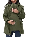 Maacie Umstands Baumwolljacke Jacke Stehkragen Wasserdichte Baumwolljacke 2024 Armeegrün XL
