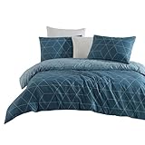 Traumschlaf Renforcé Bettwäsche • Modernes Linien-Design aus 100 % Baumwolle • mit Reißverschluss • moderner Look • 135x200 cm + 80x80 cm blau