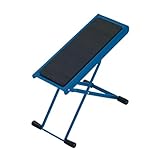 K&M 14670 Fußbank in Blau – 6-fach verstellbar mit breiter Auflage – Höhe von 11,9 bis 26,4 cm – aus Stahl