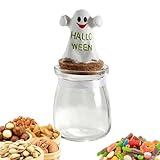 Halloween-Bonbonglas, Transparentes Halloween-Keksglas Aus Glas, Halloween--Geist-Bonbonbox Mit Deckel, Versiegelte, Feuchtigkeitsbeständige Bonbon-Displaydose, Wiederverwendbares Vorratsglas