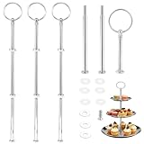 HO-SFSM Etagere Bausatz Silber,Etagerenstangen 2 Bis 3 Etagere Tortenstaender für Hochzeitstorte Tortenständer Buffet Torten Halter Obsttablett Snackteller(3 Set)