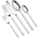 WUJO Besteckset, Besteck aus Edelstahl, 60-teiliges Silber...