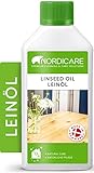 Nordicare Leinöl [500ml] für Holz zum Holzschutz I Leinöl Firnis Holzöl für Innen I Gekochtes Leinöl für Möbel Holz Öl, Leinenöl Holz