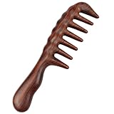 Haarkamm zum Entwirren - Breitzahn Holz Grober Kamm für Locken und lange Haare - Kein Statischer NatüRlicher Sandel Holz Massage Haar Kamm