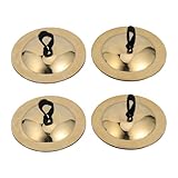 DECOMELODY Kupfer Fingerzimbeln für 2 Paar 55cm Kleiner Becken mit Glatter Kante Handliche Percussion für Kindertanz und Party Zufällige Farbe Zufällige Farbe