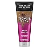 John Frieda Tschüss Grau Shampoo - Inhalt: 250 ml - Für braunes Haar - Kaschiert erste graue Haare stufenweise - Für ein natürlich getöntes Brünett