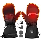 Moteoza Beheizbare Handschuhe Fausthandschuhe Herren Damen, 3 Temperaturstufen Touchscreen Winter Warm Fäustlinge, Winterhandschuhe Für Skifahren, Jagen, Camping, Wasserdicht, Winddichte (L)
