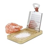 ROMINOX Geschenkartikel Gewürzreibe // Aroma, exklusive Edelstahlreibe mit Ständer aus Eichenholz, integrierte Ablage, ideal zum Reiben von Salzsteinen, Ingwer, Kurkuma, Knoblauch, ca. 12.5 x 8 x 2 cm