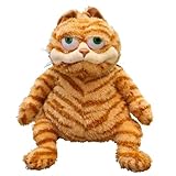 30cm Dicker,orangefarbener Katzenplüsch, Dickes Kätzchen, Stofftiere, niedliches,die Katze,Plüsch-Puppenspielzeug, lebensechtes, gelbes getabetes Katzenspielzeug,niedliches Dickes Katzen