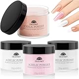 EBANKU Acrylpulver Set 480G, 4 Farben Acrylnagelpulver Professionelles Acrylpulver für Nagelacrylverlängerung, Nagelschnitzerei, langlebig, keine Nagellampe erforderlich