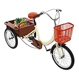 SHZICMY 18'' Dreirad-Fahrrad, Dreirad für Erwachsene, 3-Rad-Fahrrad für Menschen und Erwachsene (Beige)