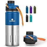 SANTECO Trinkflasche Edelstahl isoliert 500ML, 710ML I Auslaufsicher Thermoskanne I BPA-Frei mit Schraubverschluss Isolierflasche für Sport, Laufen, Fahrrad, Yoga, Wandern und Camping I Sportdeckel