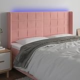 Qnhdfrt LED Kopfteil Rosa 163x118 cm Samt Beleuchtung Höhenverstellbar Modernes Bett Rückenlehne für Schlafzimmer Kopfenden
