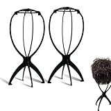 XPEX 2 Stück Perückenständer Perückenkopf wig stand perückenhalter perrückenkopfhalter Perückenkopf ständer Perücke Standplatz Beweglicher Tragbare Falten Plastik Schwarz