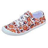 Halloween-Kürbis-Mokassins für Damen, Segeltuchschuhe, flache Schuhe, weiche Sneaker, vulkanisierend, lässig, breite Stiefel für Damen, aus Leder, Orange, 38 EU