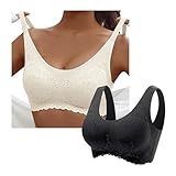 Sunnyuk 2er Pack BH Damen Ohne Bügel Push Up Seamless Komfort Sport BH Gepolstert Spitzen Bra Weich Nahtlos Stretch Bustier Mittel Halt Bügelloser Schlaf BH Klassische Top für Alltag Yoga Damen