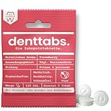 Denttabs Zahnputztabletten Erdbeergeschmack 125 Stk. die vollwertige Alternative zur Zahnpasta, mit angepasstem Fluoridgehalt für Kinder VEGAN Plastikfrei ohne Konservierungsstoffe. kompostable Bag