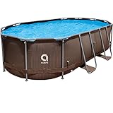 Avenli Pool 427 x 275 x 100 cm Frame Stahlrahmen Aufstellpool ohne Pumpe braune Rattanoptik Framepool Swimming oval Schwimmbecken Ersatzpool