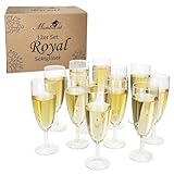 MamboCat 12er Set Royal Sektgläser I 140ml, Höhe 16cm I modernes klares Sektglas mit Fuß I Sektflöte für Prosecco, Champagner & Co I transparente Gläser für Hochzeit, Partys, Geburtstage
