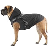 Mosucoirl Hunde Regenmantel Wasserdichter Hunde Kapuzenpullover Reflektierender Hunde Regenmantel mit Kapuze Verstellbare Regenjacke für kleine Mittelgroße und große Hunde und Welpen (Schwarz, M)