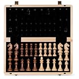 A&A Magnetisches Schach-Set aus Holz, 38,1 cm, klappbares Brett, 7,6 cm, Königshöhe Deutscher Ritter Staunton Schachfiguren/2 extra Königin/Brettspiele