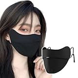 GreatRise 2 Stück Schwarz Sonnenschutz Stoffmasken aus Eisseide Atmungsaktiv Mundmaske Mundschutz Maske, Leicht, Waschbar, Unisex Earloop Gesichtsmaske für Outdoor Sport Stoffmaske