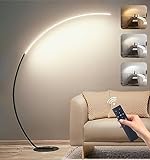 Aanyhoh LED Stehlampe Dimmbar Bogenlampe Wohnzimmer, 25W Schwarz Stehleuchte mit Fernbedienung, Modern Bogenleuchte 3 Farbtemperatur & Memory-Funktion, Leselampe für Sofa Büro Schlafzimmer, H:170cm