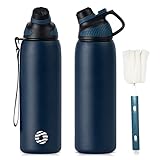 Fjbottle Edelstahl Trinkflasche Sport mit Magnetischem Deckel 1L, 800ml, 600ml, 400ml BPA-Frei Auslaufsichere Kinder Flasche - Kohlensäure geeignet Fahrrad Wasserflasche Thermo für,Schule, Fitness